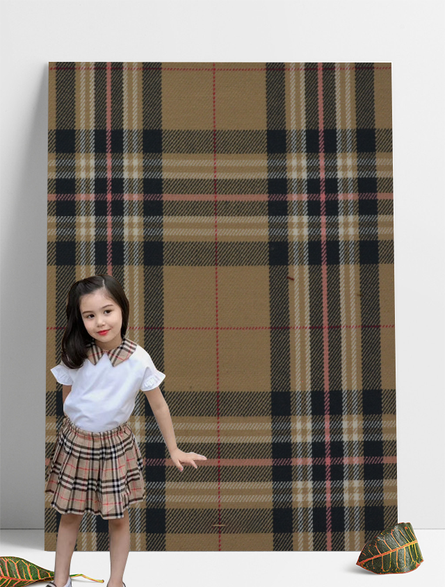 A-0058 米色粉红格 